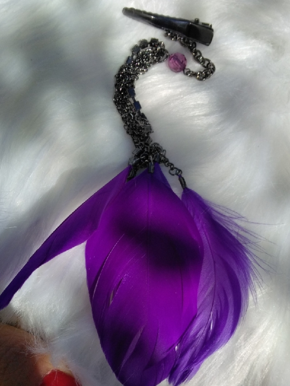 Feather Chain Clip-On Hair Accessory in Purple